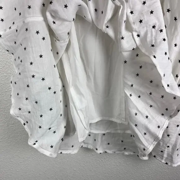 Q&A White Star Print Tie Front Tiered Mini Dress Size M NWT - Picture 6 of 7